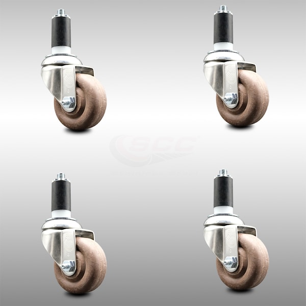 Service Caster 3 Inch 316SS High Temp Glass Filled Nylon 1-1/4 Inch Expanding Stem Caster Set SCC-SS316EX20S314-GFNSHT-114-4 - main